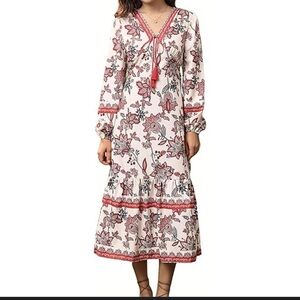 Bohemian Floral Long Sleeve Dress